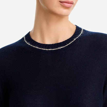 Guest in Residence Flurry Shrunken Crew sweater in midnight blue fleece fabric