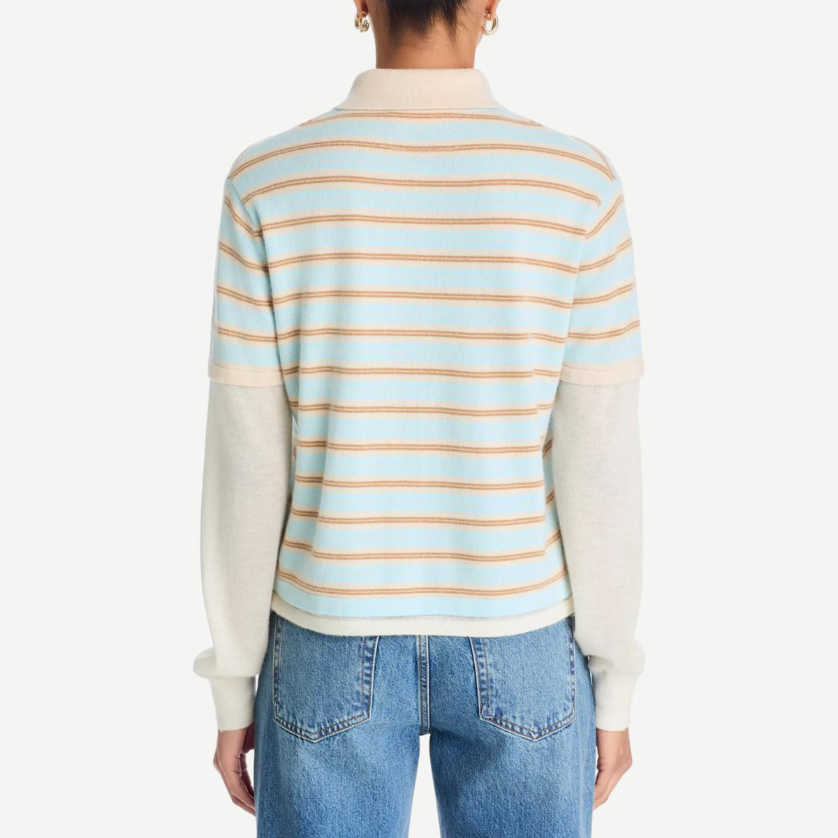 Guest in Residence Layered Stripe Rugby sweater in Alice Blue Combo layered stripe design