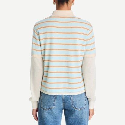 Guest in Residence Layered Stripe Rugby sweater in Alice Blue Combo layered stripe design