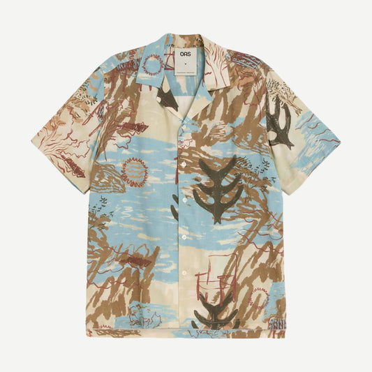 OAS Montara Rocco SS button-up shirt in multi-color fabric, casual short-sleeve style with a button-front design.