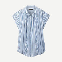 Normandy Blouse - Ivory Blue Stripe - Galvanic.co