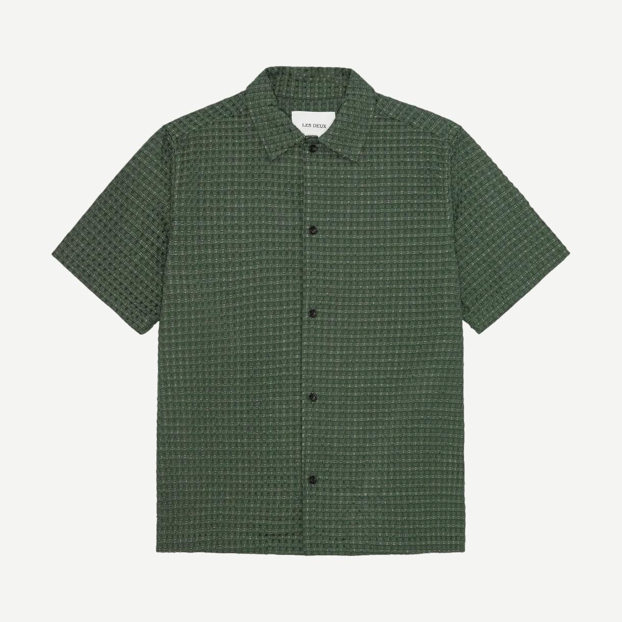 Check Seersucker SS Shirt - Pine Green