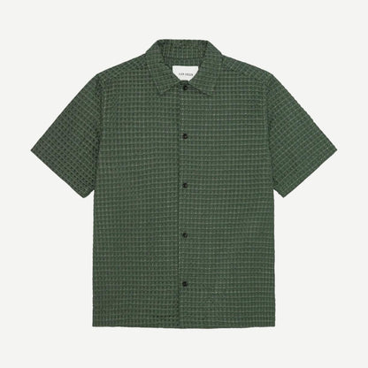 Check Seersucker SS Shirt - Pine Green