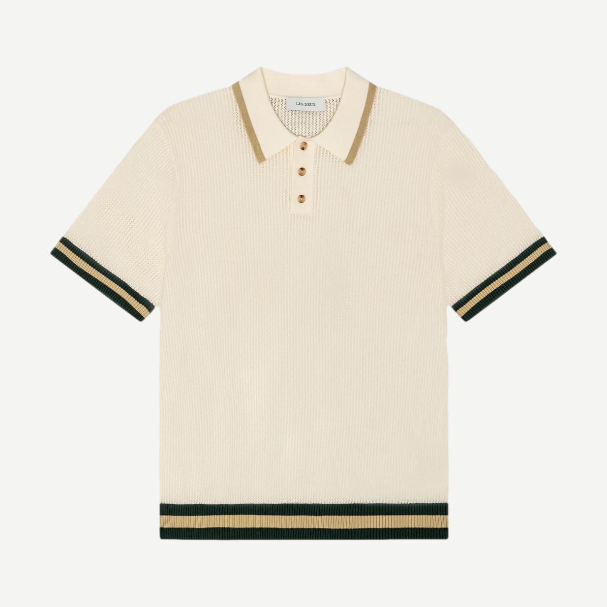 Lace Knitted Polo - Eggnog White