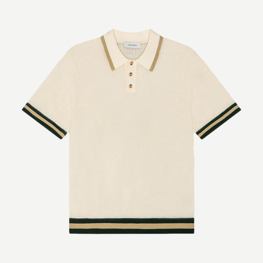 Lace Knitted Polo - Eggnog White - Galvanic.co