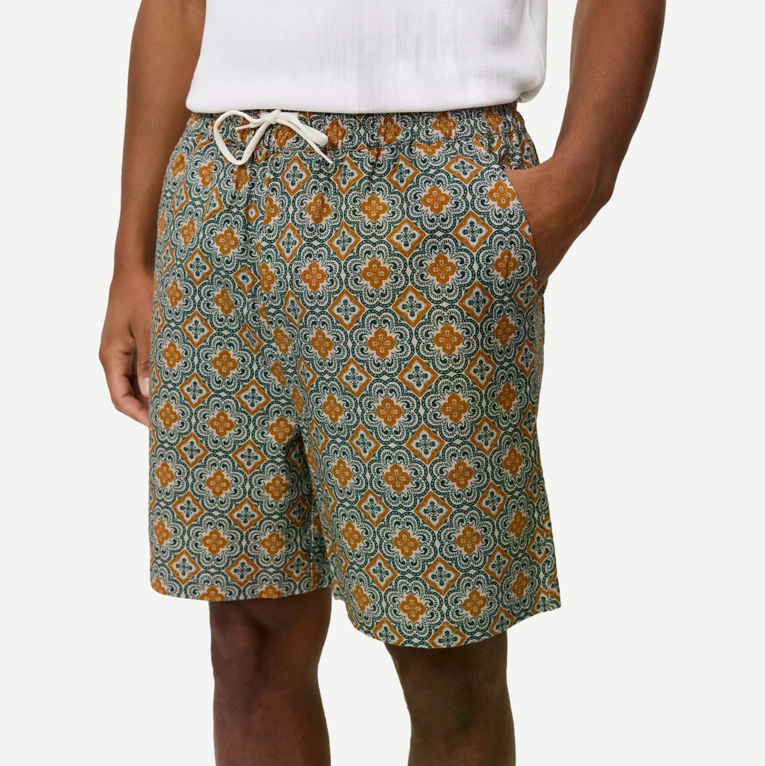 Harry Arabesque AOP Shorts - Sea Moss Green - Galvanic.co