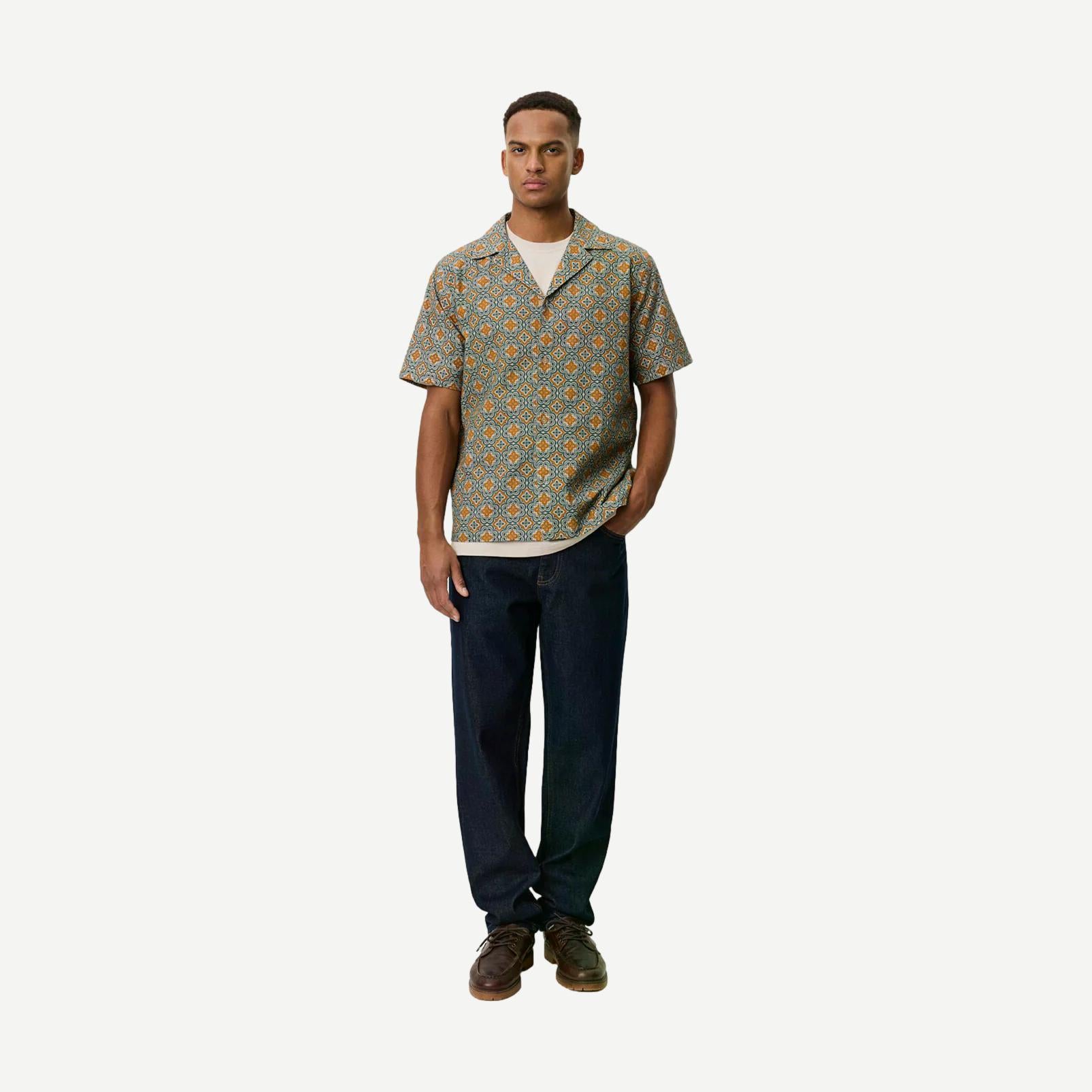 Lukas Arabesque AOP SS Shirt - Sea Moss Green - Galvanic.co