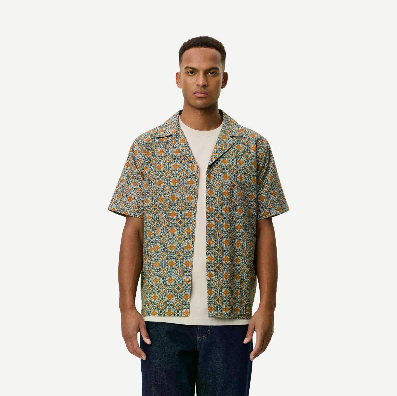 Lukas Arabesque AOP SS Shirt - Sea Moss Green - Galvanic.co