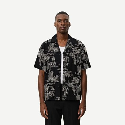 Liam AOE Flower SS Shirt - Black - Galvanic.co