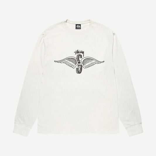 Skull Wings Pigment Dyed LS Tee - Natural - Galvanic.co