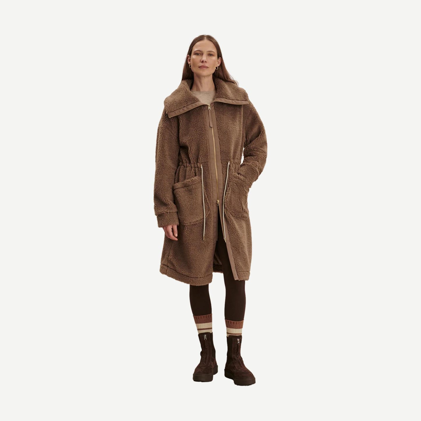 Logan Sherpa Coat - Ash Taupe