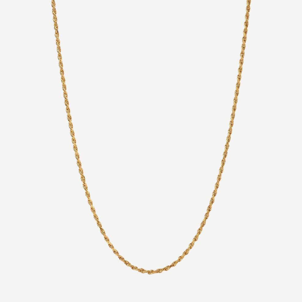 2.4mm Rope Chain Necklace - Gold Vermeil 24in - Galvanic.co