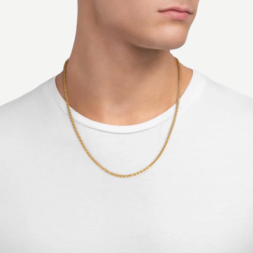 2.4mm Rope Chain Necklace - Gold Vermeil 24in - Galvanic.co