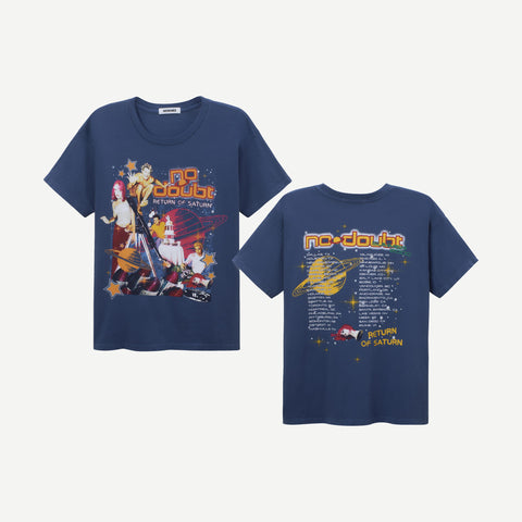 No Doubt Return Of Saturn Collage Merch Tee - Washed Indigo - Galvanic.co