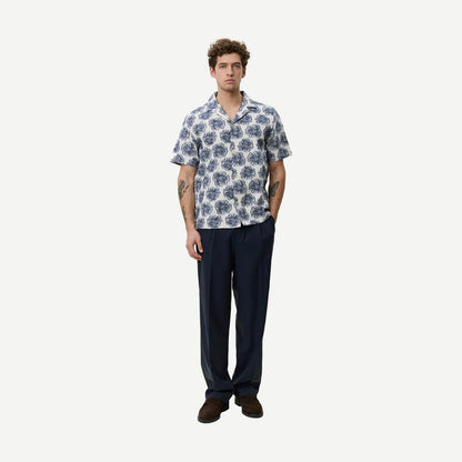 Dahlia Jacquard SS Shirt - Dark Denim Blue