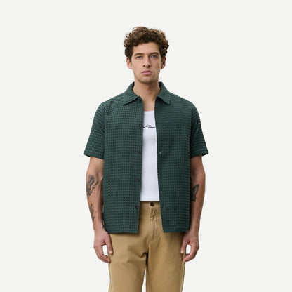 Check Seersucker SS Shirt - Pine Green