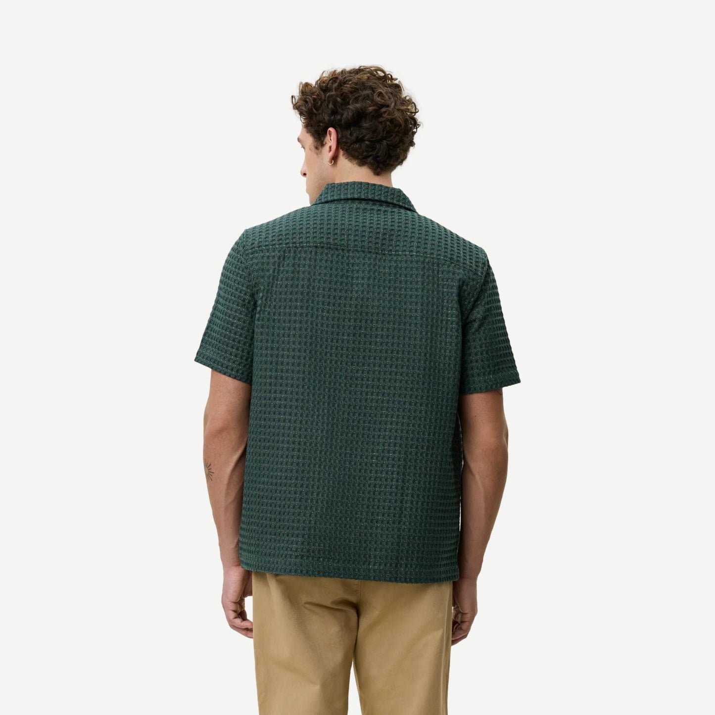 Check Seersucker SS Shirt - Pine Green