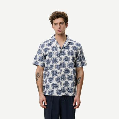 Dahlia Jacquard SS Shirt - Dark Denim Blue