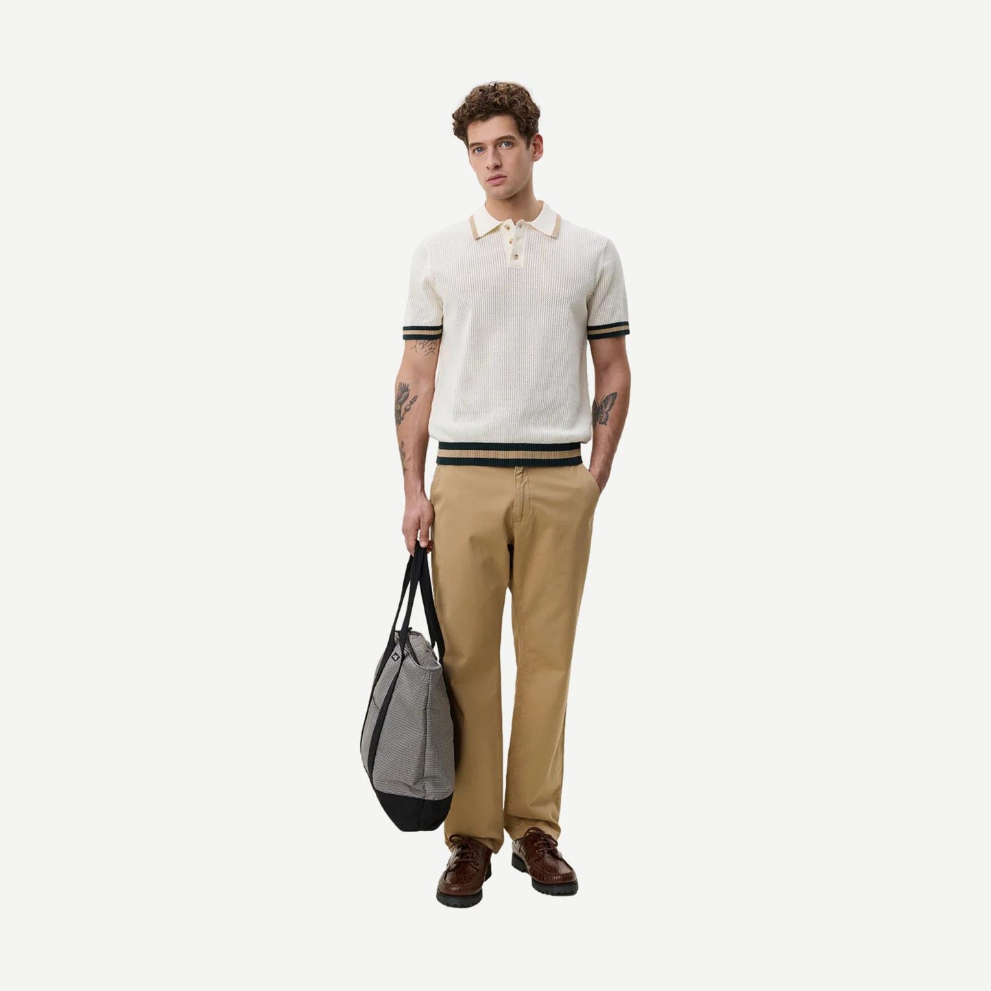 Lace Knitted Polo - Eggnog White