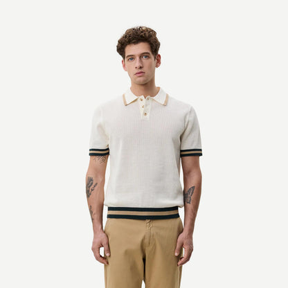 Lace Knitted Polo - Eggnog White
