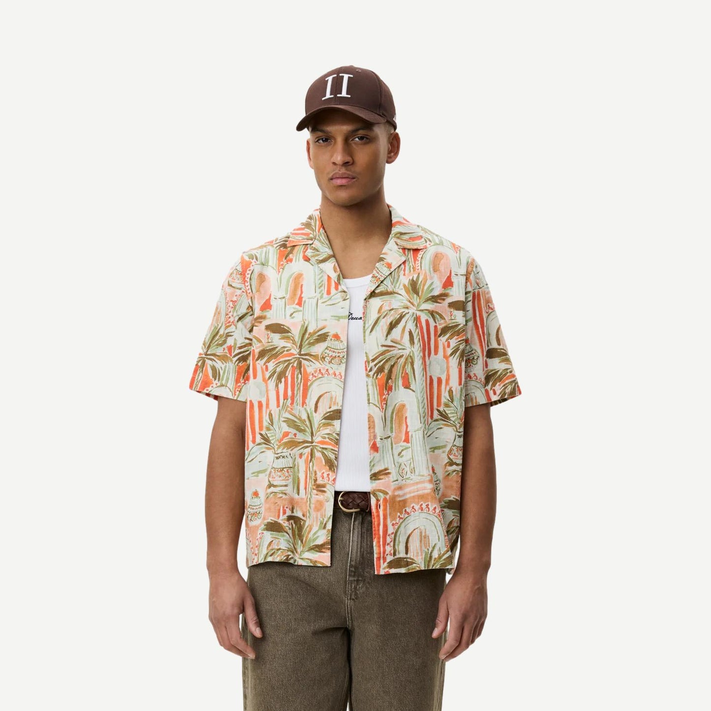 Palm AOP SS Shirt - Raw Sienna Orange