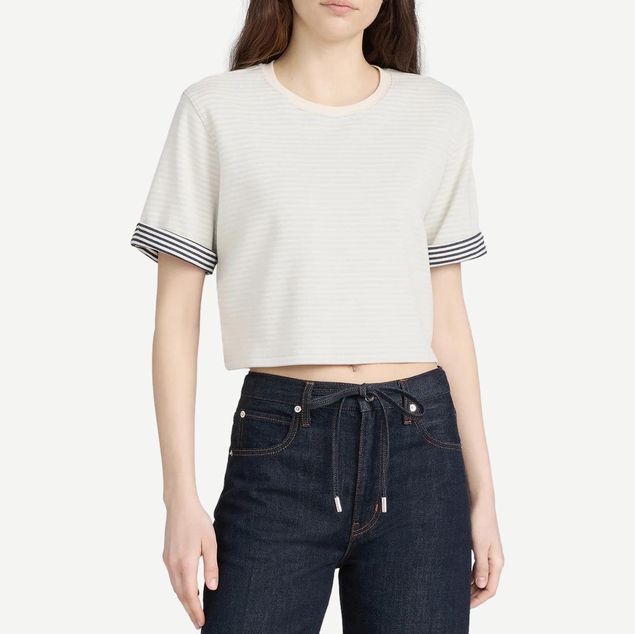 The Stripe Cuff Top - Cream Multi - Galvanic.co