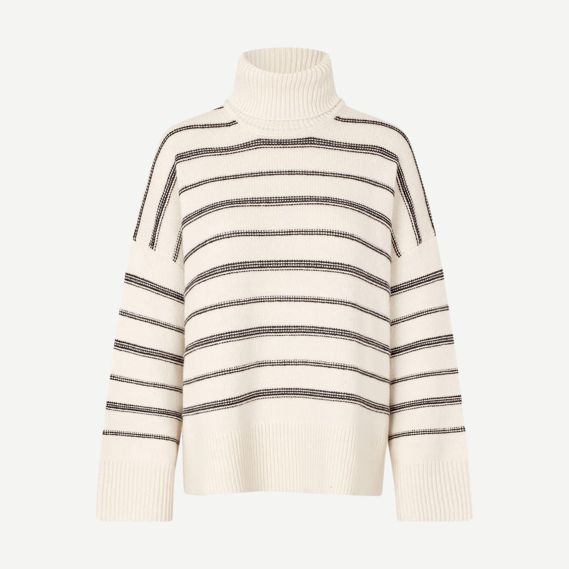 Sekeiku Stripe Turtleneck - Clear Cream - Galvanic.co