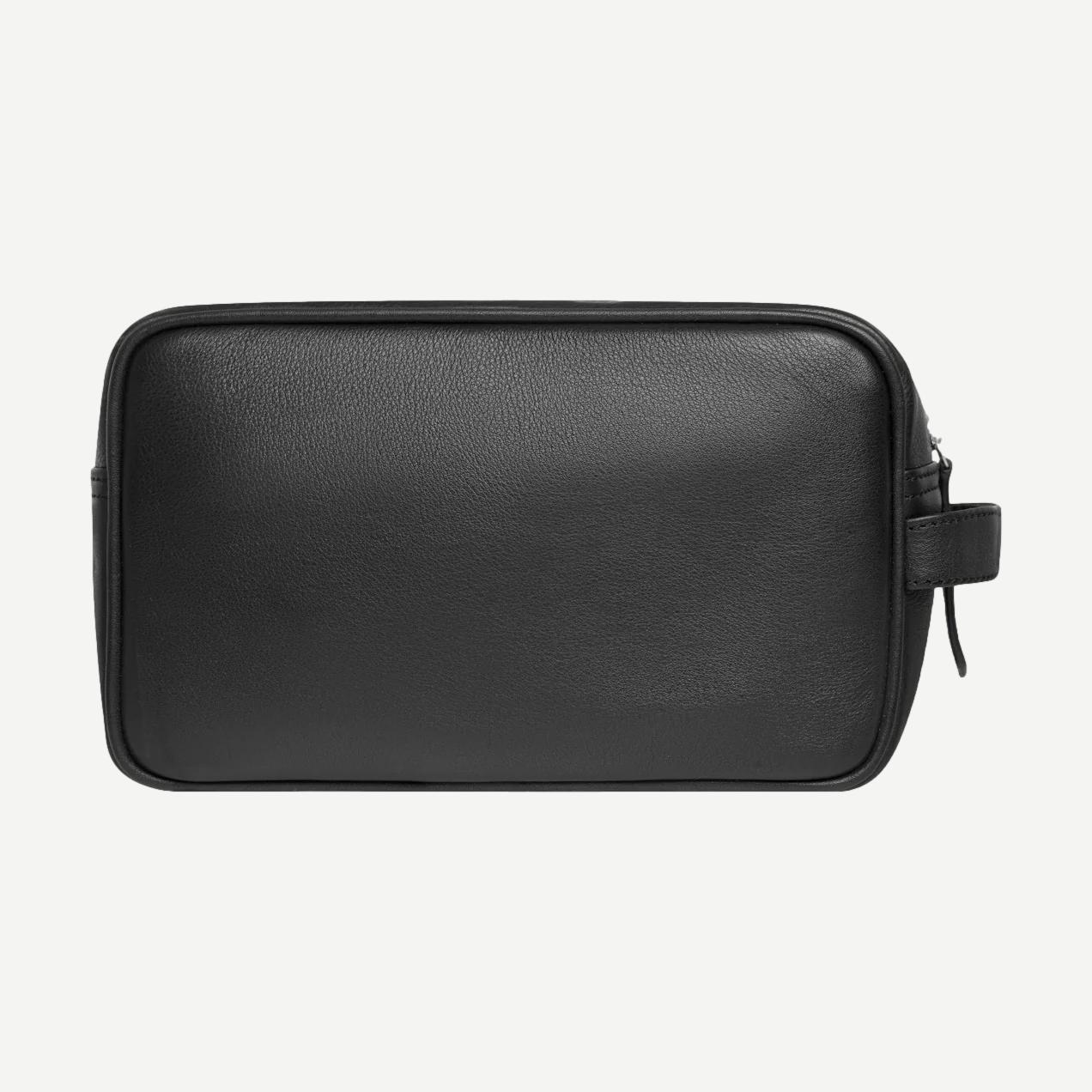 Leather Wash Bag - Black/Black