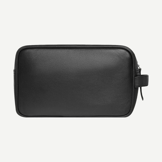 Leather Wash Bag - Black/Black - Galvanic.co