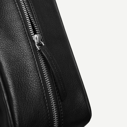 Leather Wash Bag - Black/Black