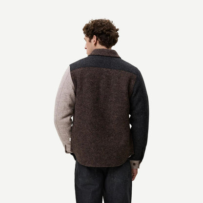 Wool Colourblock Overshirt - Mole Brown