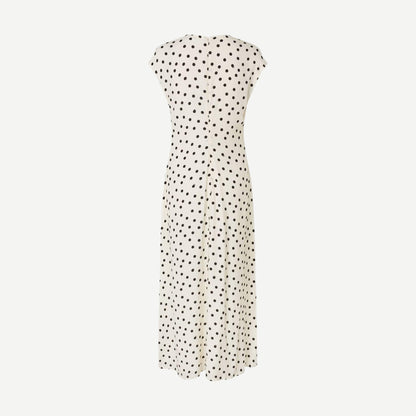 Samsoe Samsoe Sapoppy Dress in Drifting Dots Egret with a relaxed fit and lightweight fabric, featuring a stylish dotted pattern.