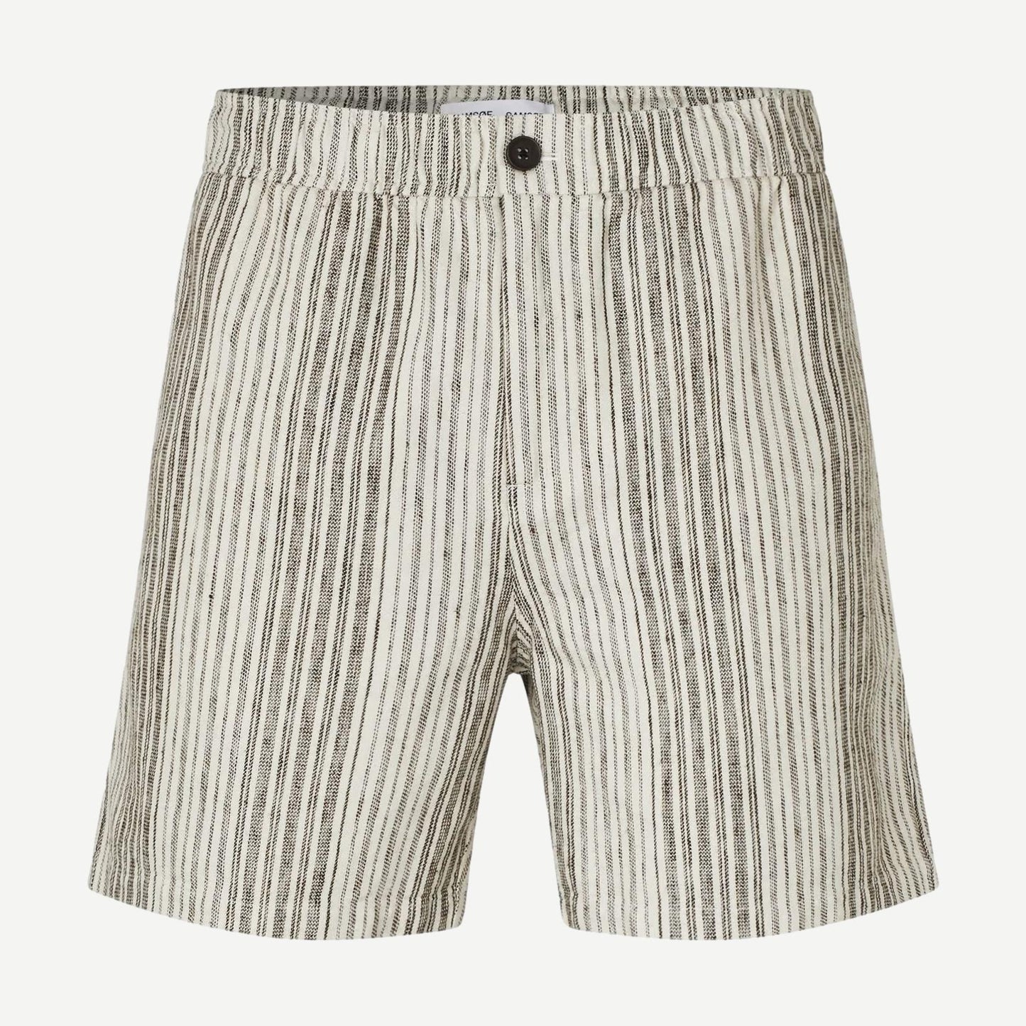Samsoe Samsoe Sajabari Fly Shorts in brown St. laid flat, showcasing their casual design and comfortable fit.