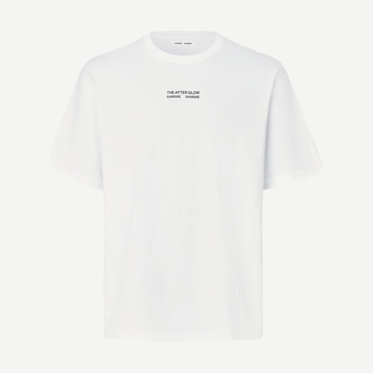 Samsoe Samsoe Sauni T-Shirt featuring a hazy fields graphic, soft fabric, casual fit, in natural colors, front view.