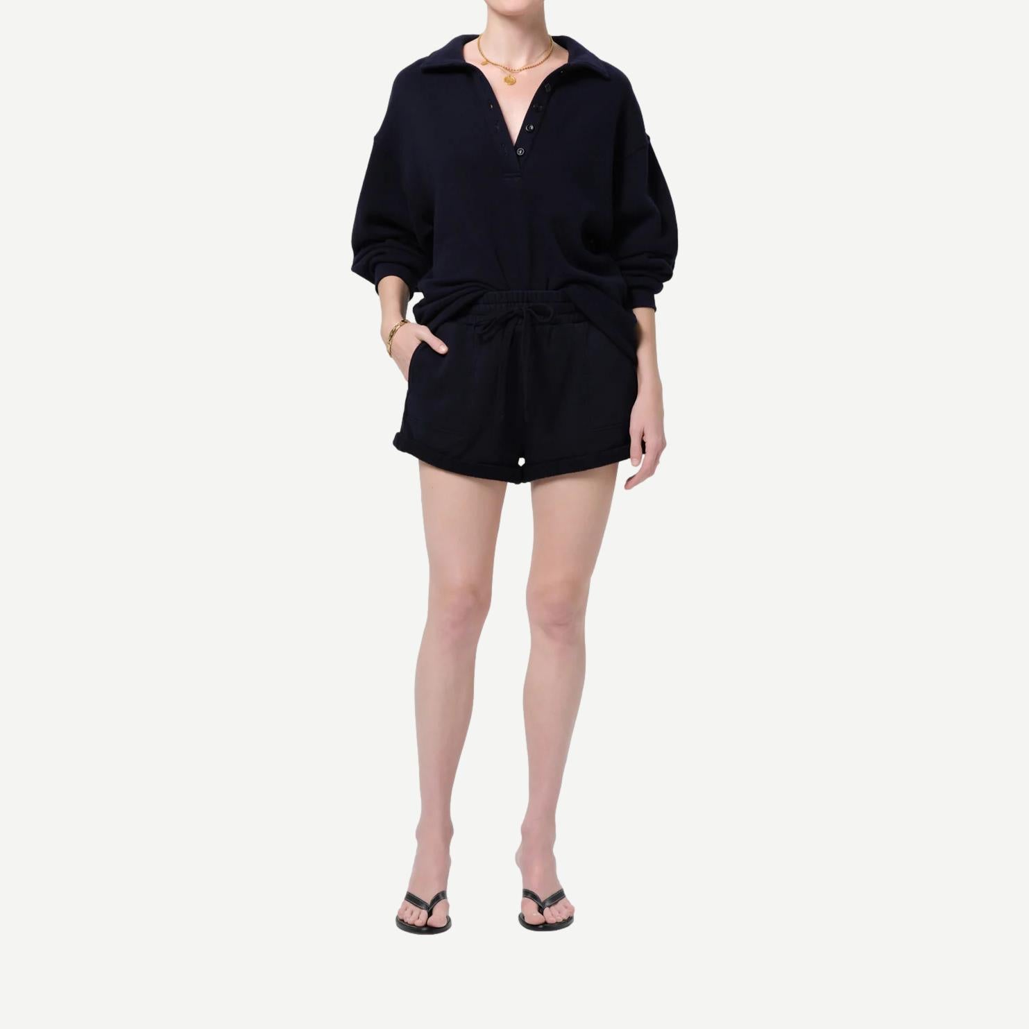 Vivienne Rolled Sweatshort - Navy - Galvanic.co