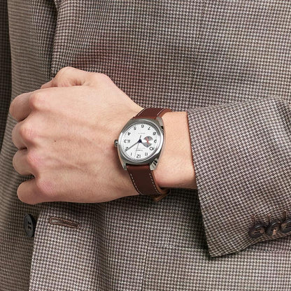 Marlin Mod Retro Automatic 39mm - White/Brown Leather - Galvanic.co