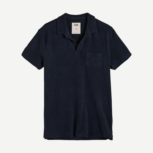 Navy OAS Polo Terry Shirt for men, featuring a classic polo design with a comfortable terry fabric, shown on a plain background.