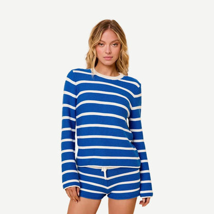 The Hudson Sweater - Olympian Blue Stripe