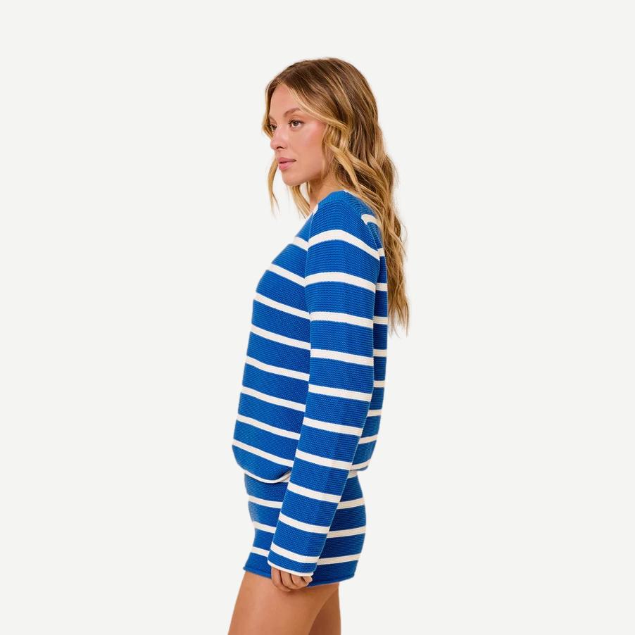 The Hudson Sweater - Olympian Blue Stripe