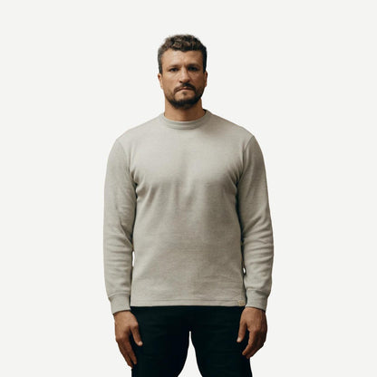 Waffle Knit Thermal Crewneck - Light Heather Grey