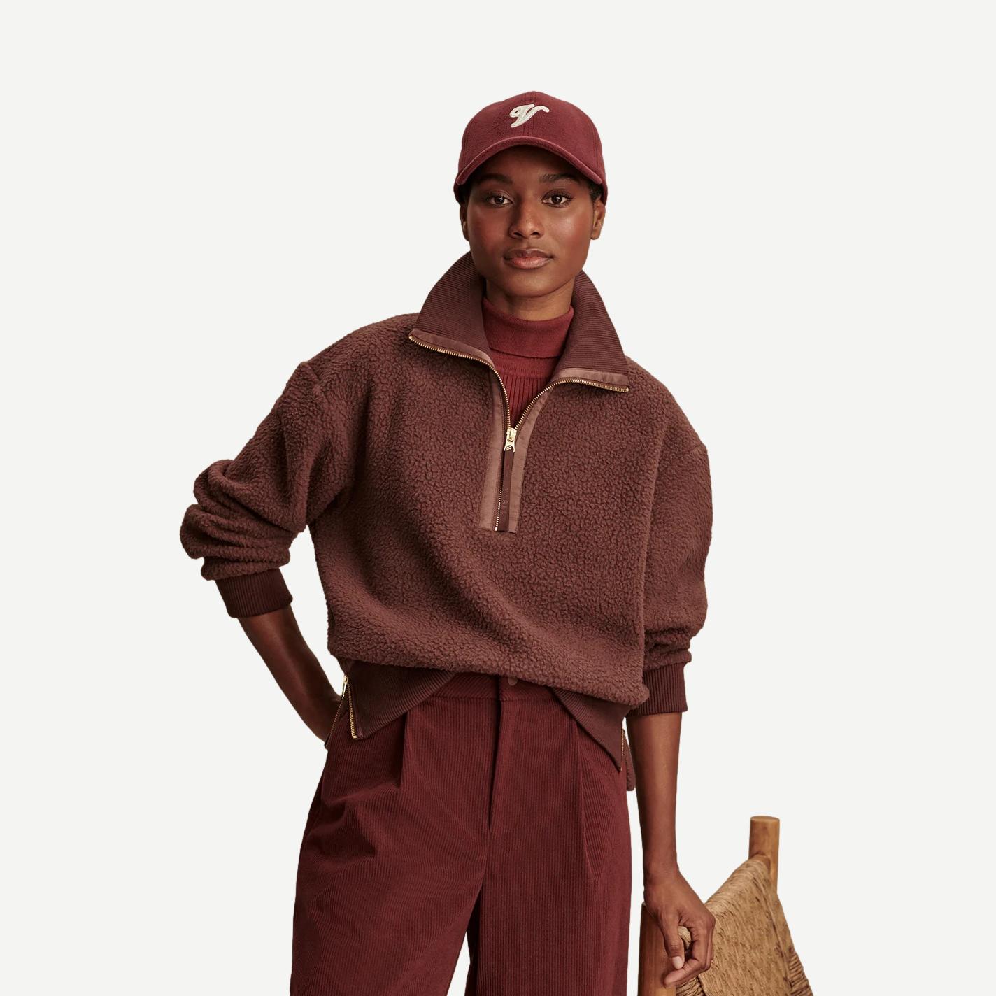 Roselle Half Zip Fleece - Mahogany