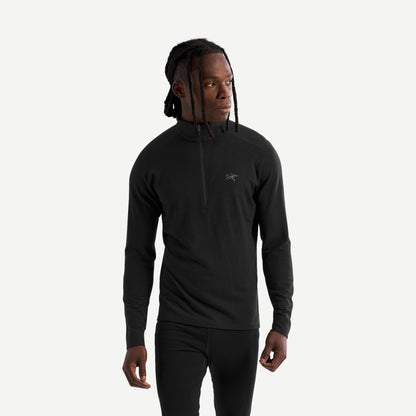 Rho Merino Wool Zip Neck M - Black