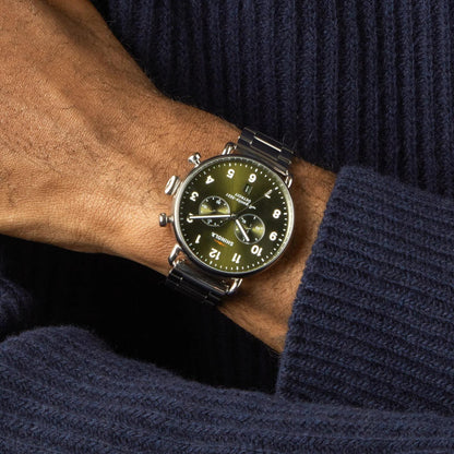 Canfield 2 Eye Chrono 43mm Silver - Dark Olive