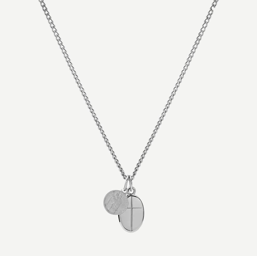Croix + Mini St Christopher Pendant Necklace, Sterling Silver, Polished, 24in. - Galvanic.co