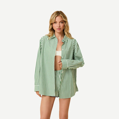 The Avril Button Down - Tennis Green