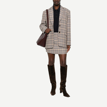 Tierra Skirt - Beige and Navy Checks