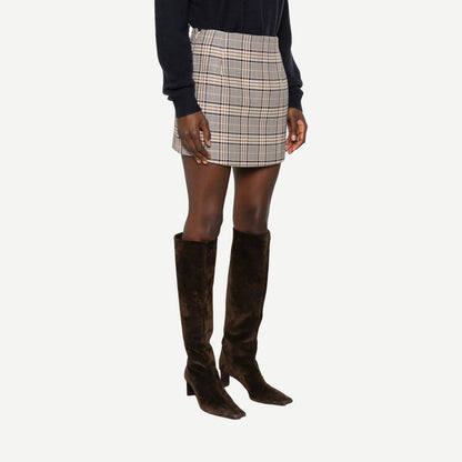 Tierra Skirt - Beige and Navy Checks