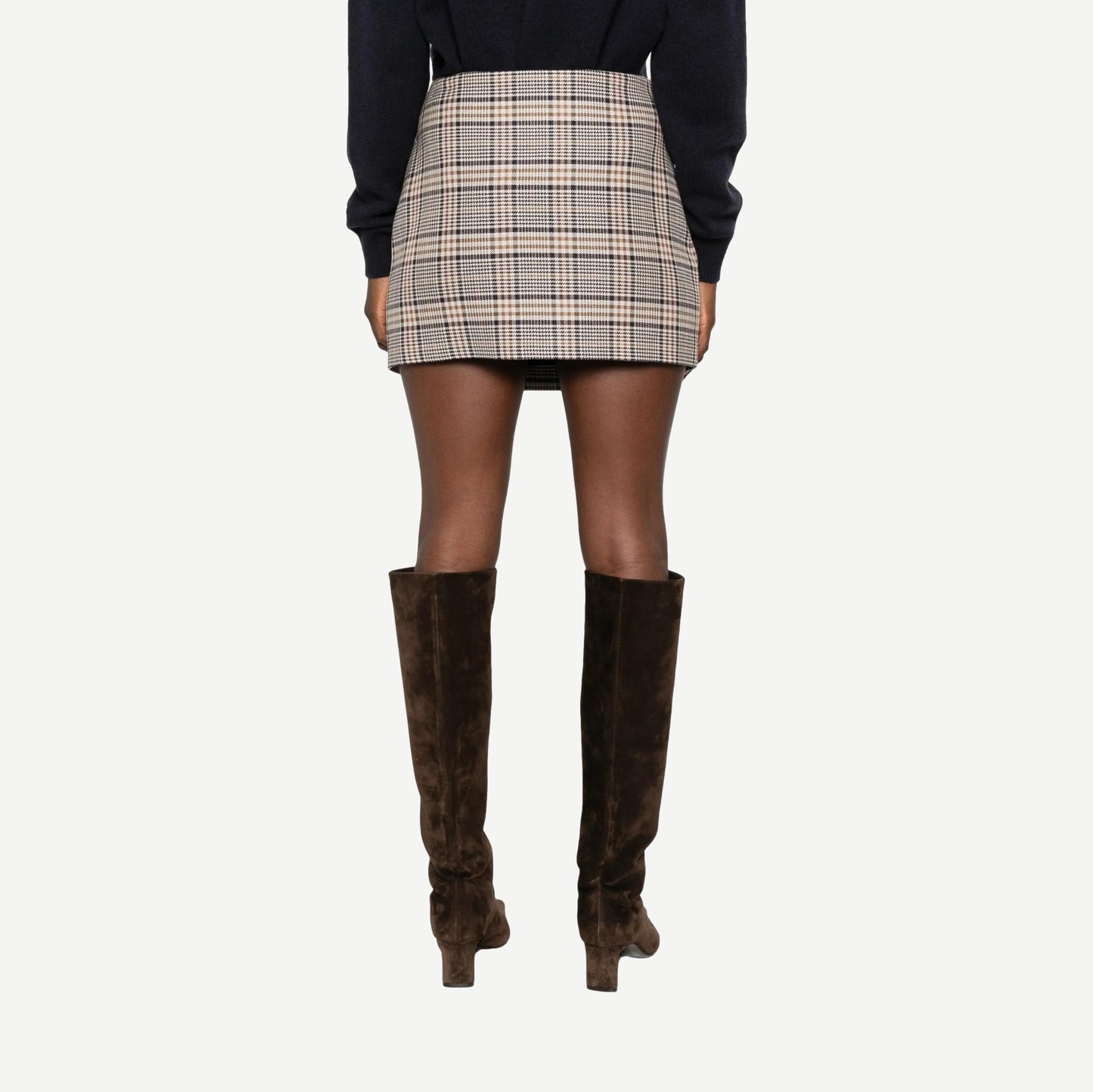 Tierra Skirt - Beige and Navy Checks