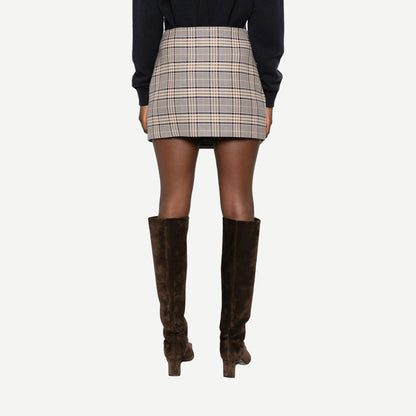 Tierra Skirt - Beige and Navy Checks