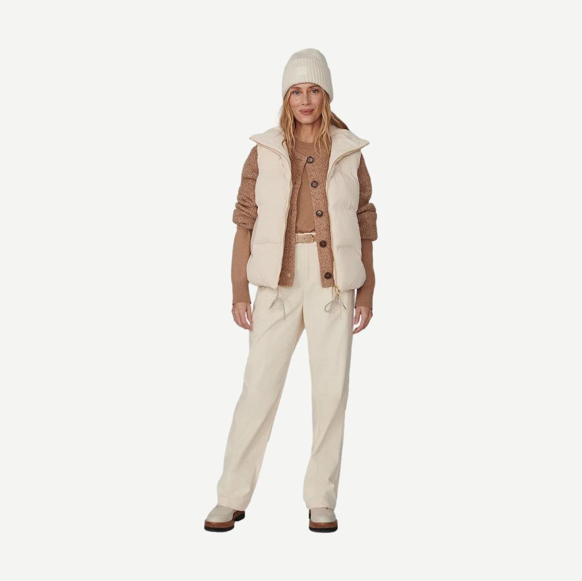 Lilah Cord Puffer Gilet - Whitecap Grey